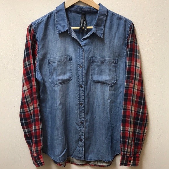blue jean flannel shirt